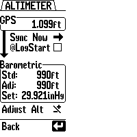 Altimeter Menu