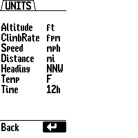 Units Menu