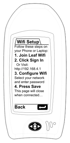 Leaf WiFi setup instructions